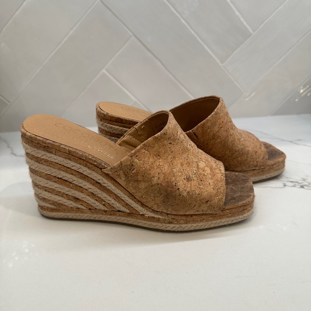 Coconuts by Matisse Audrey Cork Wedge Sandals 8 - Picture 2 of 6
